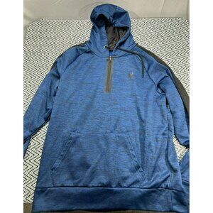 Spyder Active Men's 1/4 Zip Blue Hoodie Large Soft Fleece Adjustable Hood